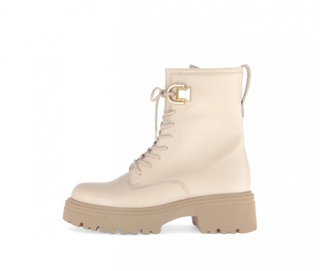 Gabor Damen Biker Boots Beige - Glattleder Gabor Damen Biker Boots Beige - Glattleder